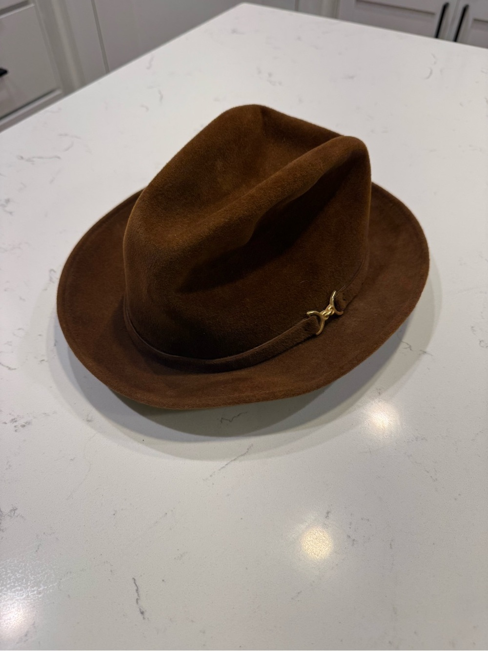 Vintage Kevin McAndrew Cognac Brown Wool Felt Fedora Hat size 7 1/8